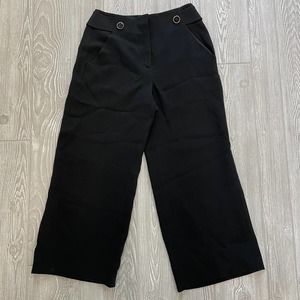 White House Black Market The Wide Leg Cropped Black Capri Pants Womens Size 4